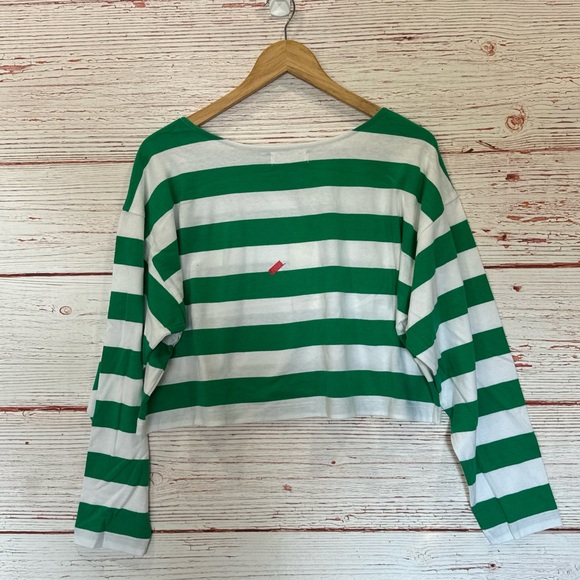 NWT Suzie Kondi Psaras Striped Tee in Green and White Stripe Sz XL - Picture 8 of 12